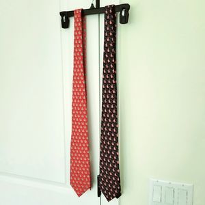 Red/Blue Silk Christmas Tie Set Festive Fun Gift Party Preppy Travel Winter Work